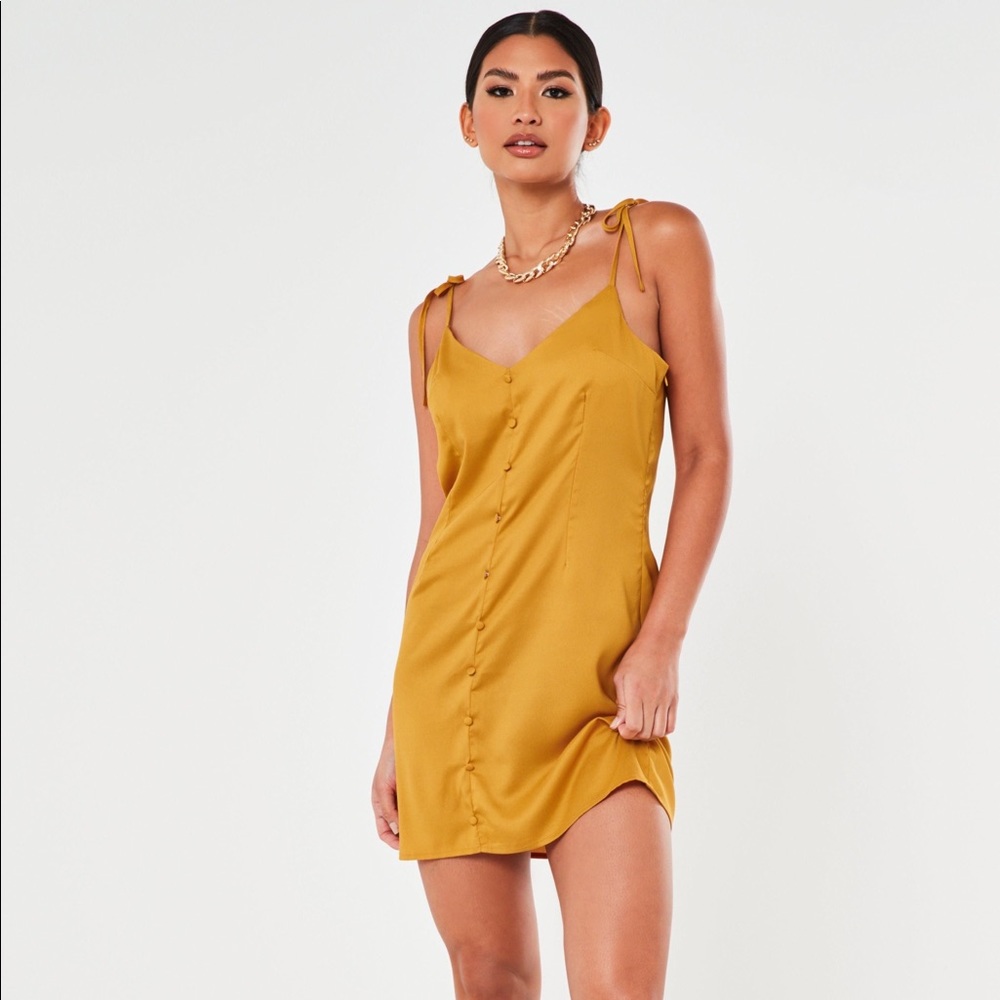 Mustard Cami Button Slip-Through Dress
